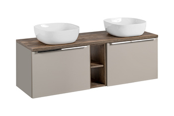 Zestaw meblowy 140cm z blatem i 2 umywalkami nablatowymi Smile Santa Fe Taupe – SET-SFT B 140CM UN 6252