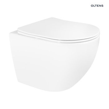 Zestaw Oltens Hamnes Stille miska wisząca WC PureRim z powłoką SmartClean z deską wolnoopadającą Slim biała 42542000