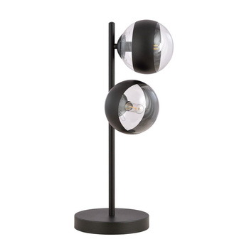Nowoczesna lampka stołowa kule 2x40W transparentny/czarny 1229/LN2 ROSSI LN2 STRIPE