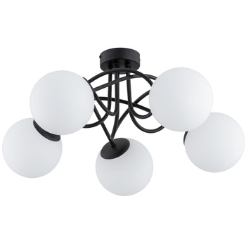 Lampa sufitowa 5-punktowa BANKO 63201 z okrągłymi kloszami CZARNA