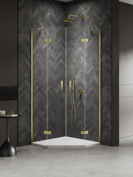 Kabina prysznicowa 80x80x200 – Złoty, szkło 6 mm (K-4583) | New Trendy