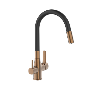 BATERIA ZLEWOZMYWAKOWA Z FILTREM GLAMOUR INVENA TREND, MIEDŹ / CZARNA